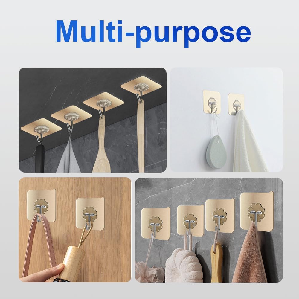 【Clearance Sale】50 Packs Adhesive Hooks, Heavy Duty 22lb(Max) Wall Hooks for Hanging Key Cup Hat Coat Holder, Transparent Waterproof Sticky Hooks Wall Hangers for Kitchen Bathroom