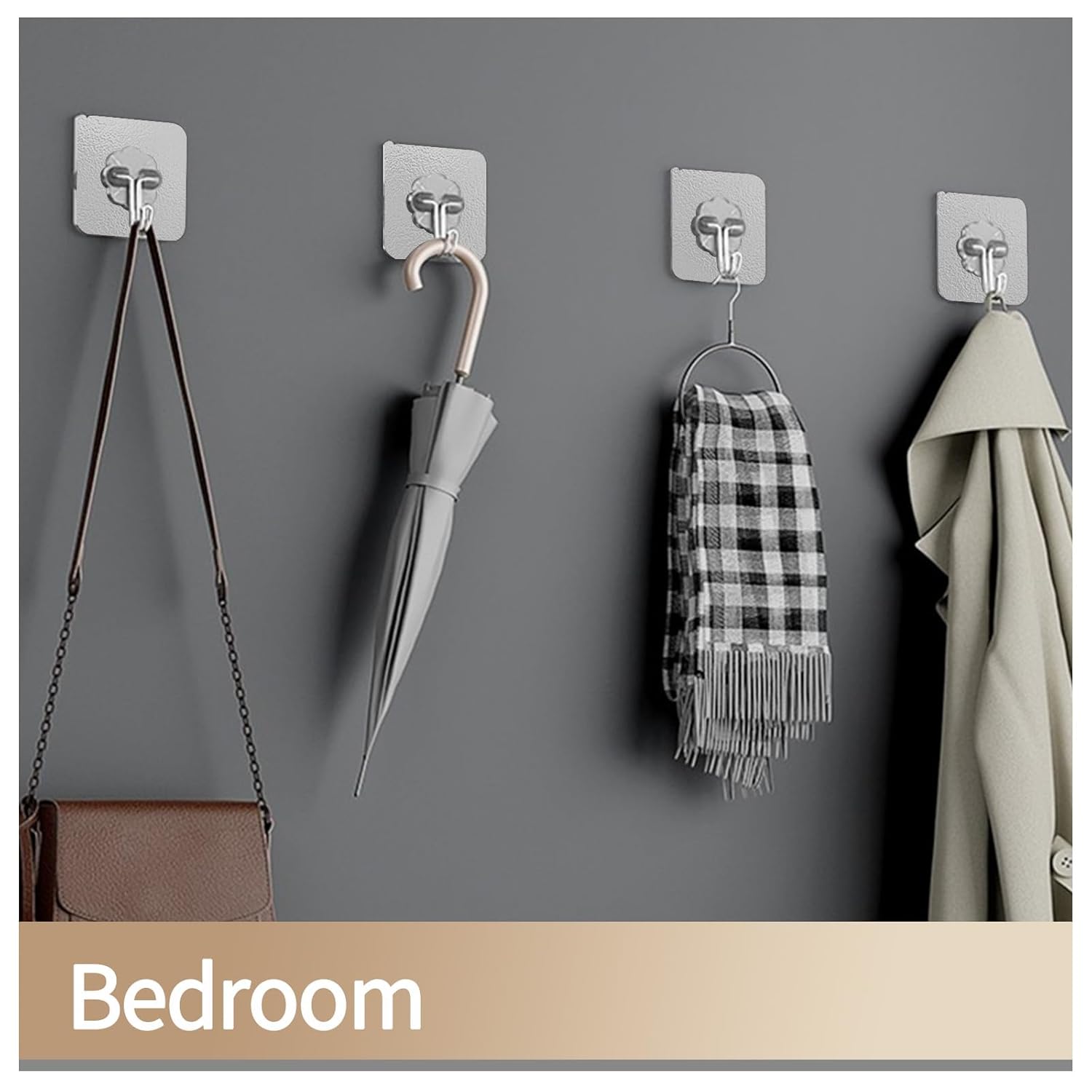 【Clearance Sale】50 Packs Adhesive Hooks, Heavy Duty 22lb(Max) Wall Hooks for Hanging Key Cup Hat Coat Holder, Transparent Waterproof Sticky Hooks Wall Hangers for Kitchen Bathroom