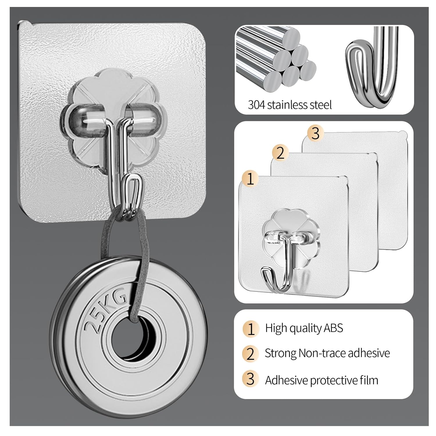 【Clearance Sale】50 Packs Adhesive Hooks, Heavy Duty 22lb(Max) Wall Hooks for Hanging Key Cup Hat Coat Holder, Transparent Waterproof Sticky Hooks Wall Hangers for Kitchen Bathroom