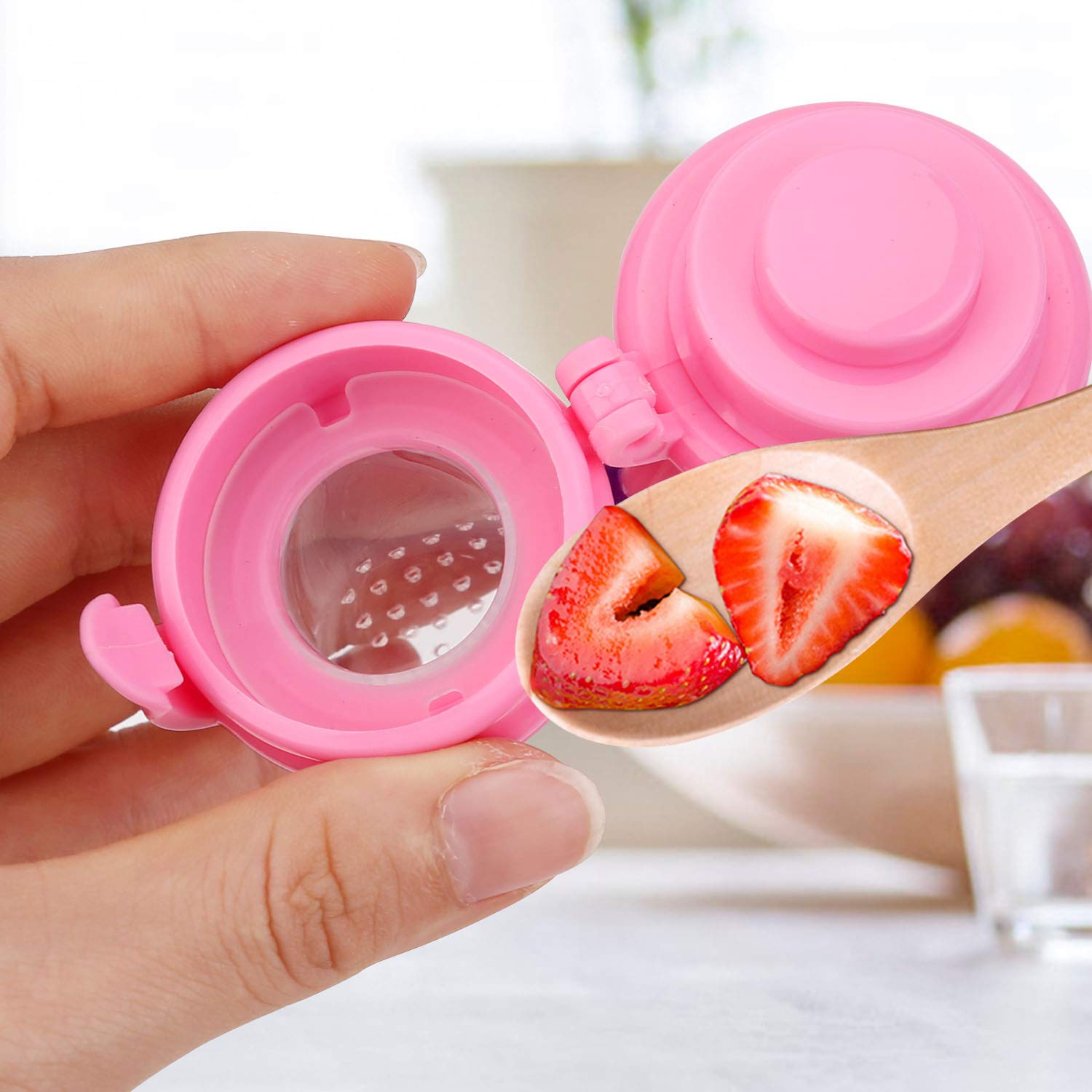 Food Feeder Baby Fruit Pacifier for Toddlers & Kids,Baby Fruit and Vegetable Star, Silicone Mesh Bag for Fruit Puree Feeding, Baby Chewing and Feeding Tableware