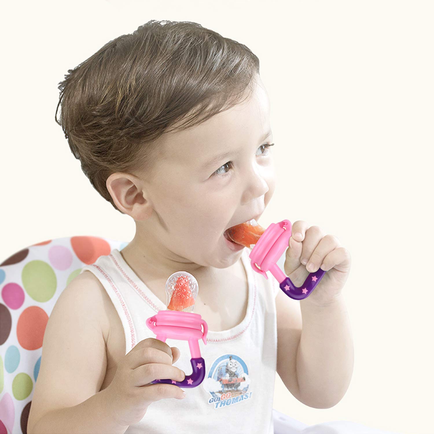 Food Feeder Baby Fruit Pacifier for Toddlers & Kids,Baby Fruit and Vegetable Star, Silicone Mesh Bag for Fruit Puree Feeding, Baby Chewing and Feeding Tableware
