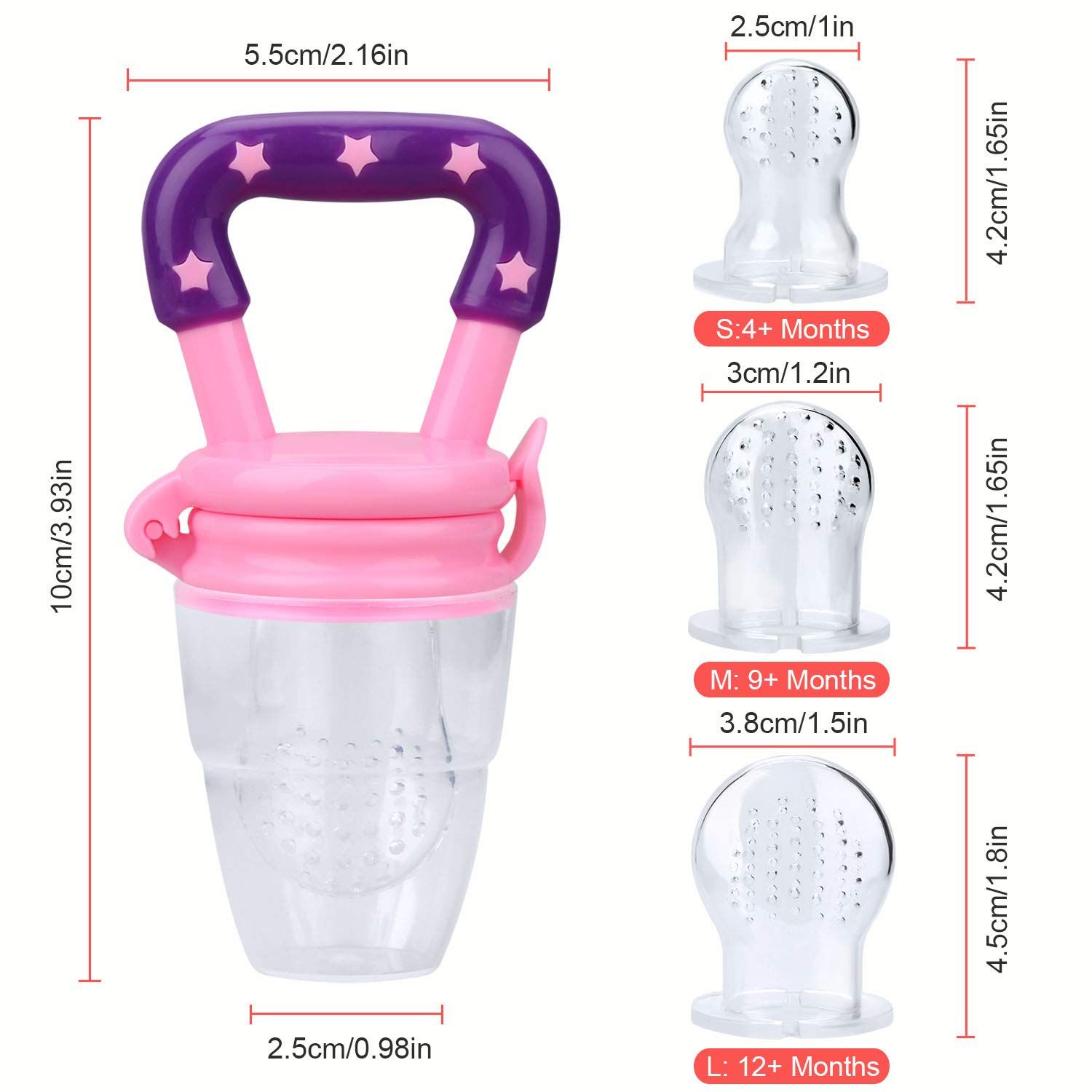 Food Feeder Baby Fruit Pacifier for Toddlers & Kids,Baby Fruit and Vegetable Star, Silicone Mesh Bag for Fruit Puree Feeding, Baby Chewing and Feeding Tableware