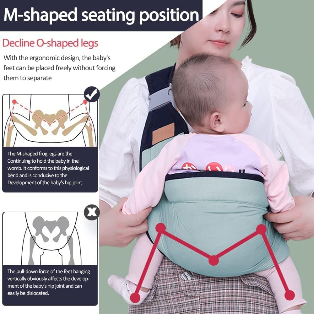 Baby Sling Carrier, Adjustable Half Wrapped Sling Hip Carrier - Lightweight Breathable Fabric for Newborn to Toddler Up to 45 lbs