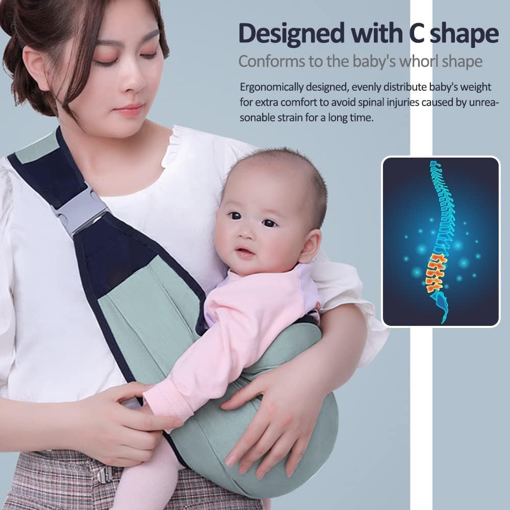 Baby Sling Carrier, Adjustable Half Wrapped Sling Hip Carrier - Lightweight Breathable Fabric for Newborn to Toddler Up to 45 lbs