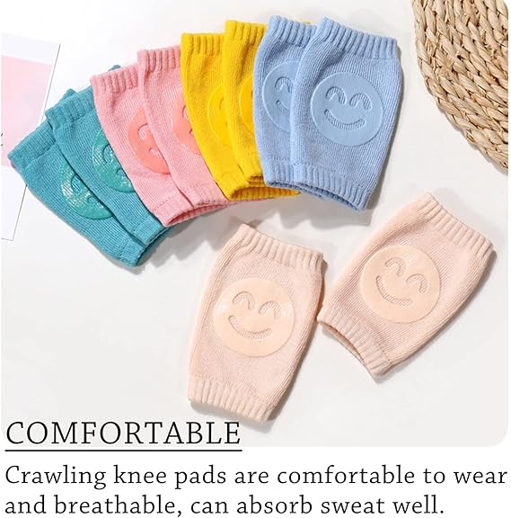 Four-Season Plush Baby Knee Pads with Adjustable Elastic Cuffs - Non-Slip Crawling & Walking Support for Infants, Soft Breathable Design in Light Blue, Yellow, Pink,Baby Knee Pads, Crawling Baby Gear