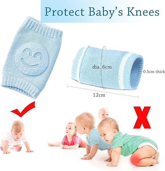 Four-Season Plush Baby Knee Pads with Adjustable Elastic Cuffs - Non-Slip Crawling & Walking Support for Infants, Soft Breathable Design in Light Blue, Yellow, Pink,Baby Knee Pads, Crawling Baby Gear