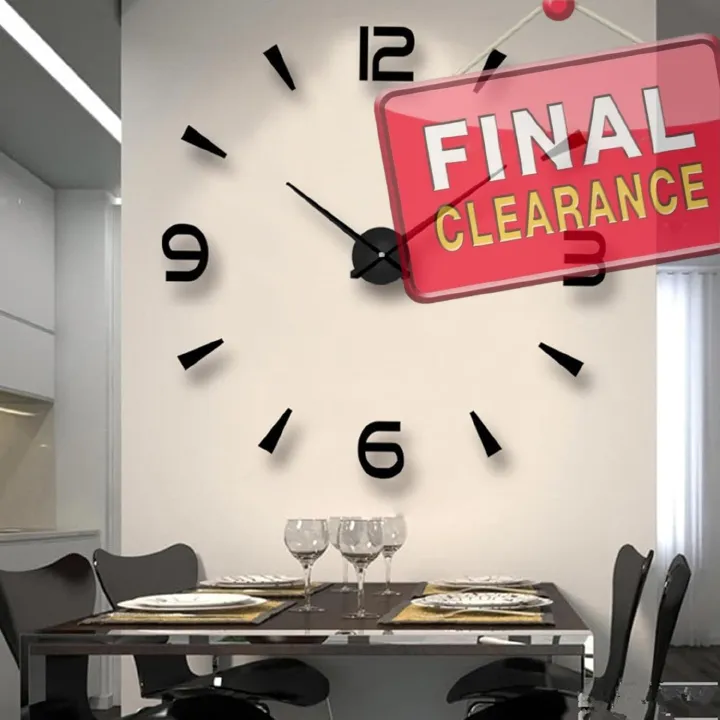 【Clearance Sale】3D DIY Wall Clock Creative Design 40cm Frameless Acrylic Wall Clock Wall Decorative Sticker Watches