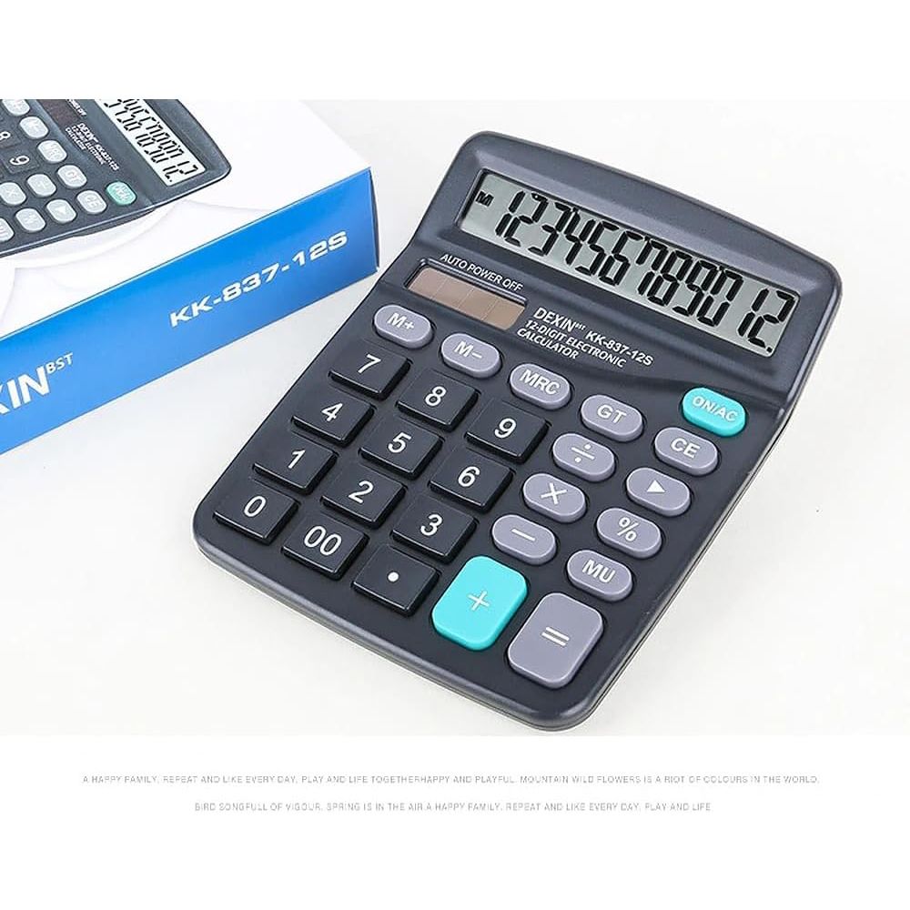 Calculator 12 Digit Office Calculators with Large LCD Display, Dual Solar Power and Battery Large Button Calculator Financial Office School