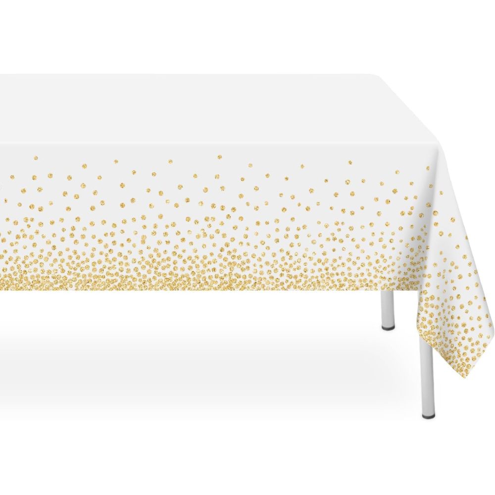 【Clearance Sale】PEVA Dot Tablecloth, White/Black PEVA Table Cloths for Parties Disposable, 137x274cm Waterproof Rectangular Camping Tablecloth for Birthday Party Picnic Baby Shower