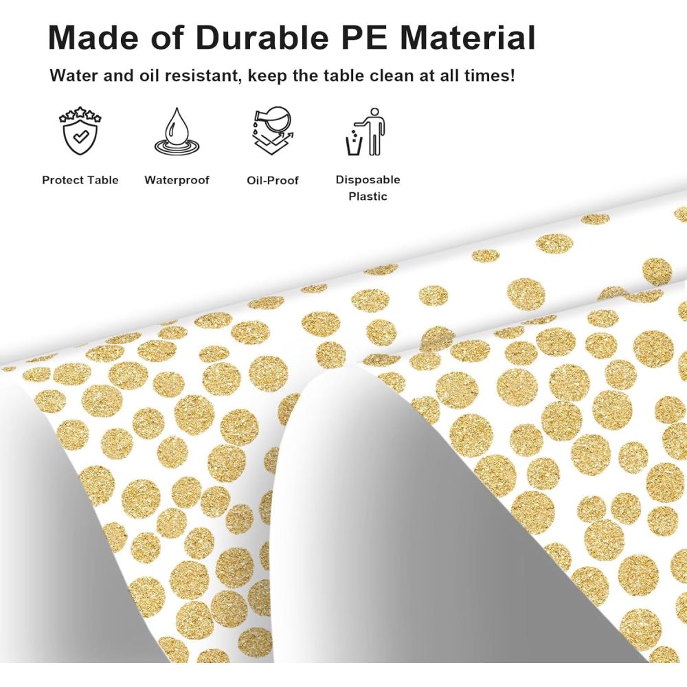 【Clearance Sale】PEVA Dot Tablecloth, White/Black PEVA Table Cloths for Parties Disposable, 137x274cm Waterproof Rectangular Camping Tablecloth for Birthday Party Picnic Baby Shower
