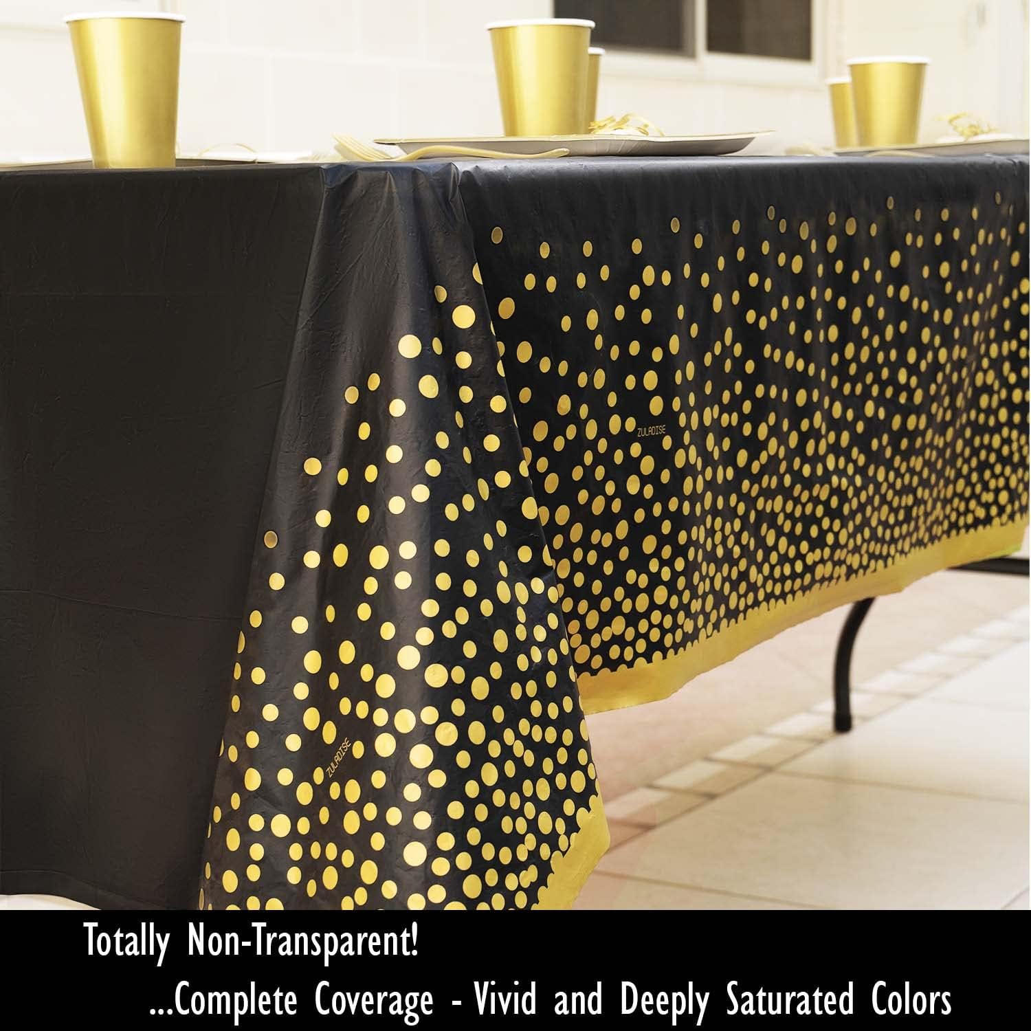 【Clearance Sale】PEVA Dot Tablecloth, White/Black PEVA Table Cloths for Parties Disposable, 137x274cm Waterproof Rectangular Camping Tablecloth for Birthday Party Picnic Baby Shower