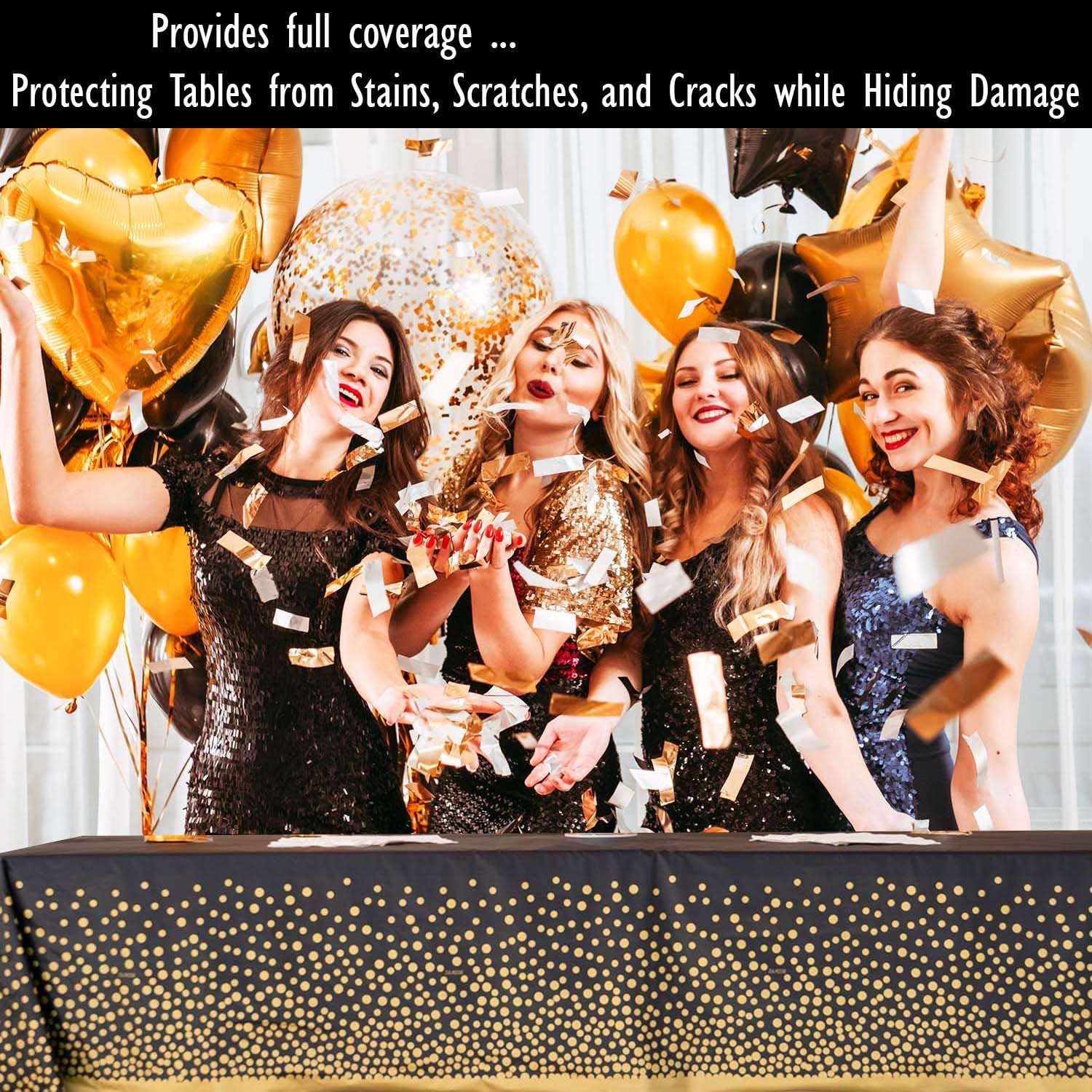 【Clearance Sale】PEVA Dot Tablecloth, White/Black PEVA Table Cloths for Parties Disposable, 137x274cm Waterproof Rectangular Camping Tablecloth for Birthday Party Picnic Baby Shower