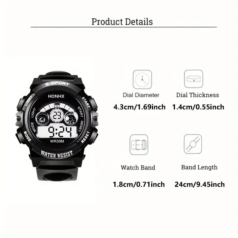 Multifunctional Kids' Watch with 7 - Color Light, Waterproof, for Students, Men's Analog Digital Military Sport Wristwatch - LED Waterproof Luminous Watch for Everyday Use