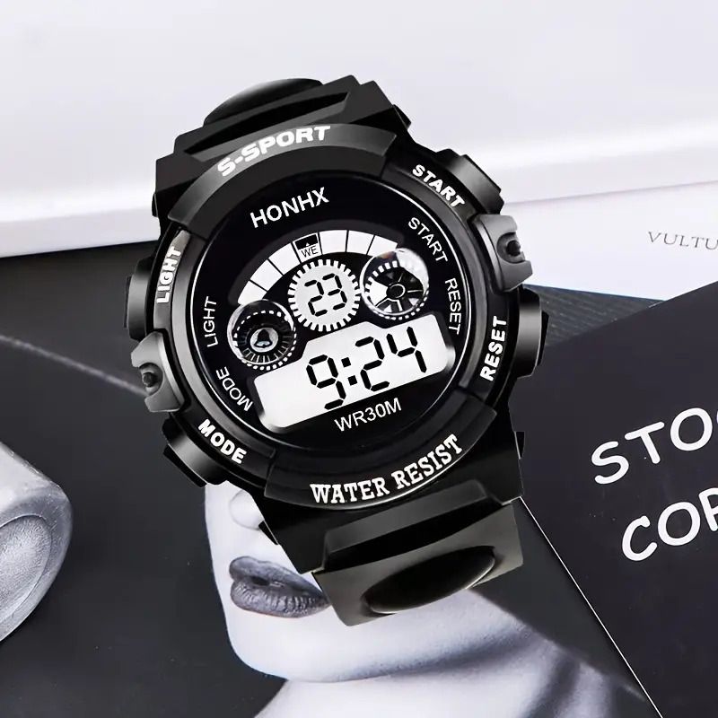 Multifunctional Kids' Watch with 7 - Color Light, Waterproof, for Students, Men's Analog Digital Military Sport Wristwatch - LED Waterproof Luminous Watch for Everyday Use