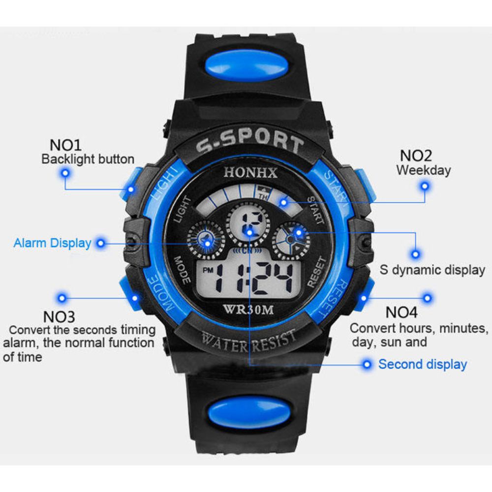 Multifunctional Kids' Watch with 7 - Color Light, Waterproof, for Students, Men's Analog Digital Military Sport Wristwatch - LED Waterproof Luminous Watch for Everyday Use