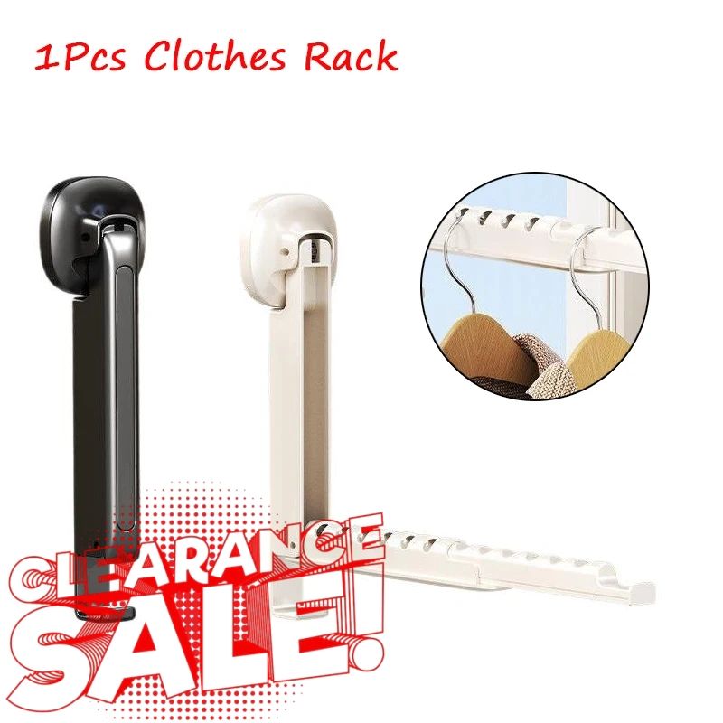【Clearance Sale】Foldaway Clothes Wall Mounted Drying Rack with Suction Cup,Space-Saving,Foldable, Retractable, Portable for Laundry