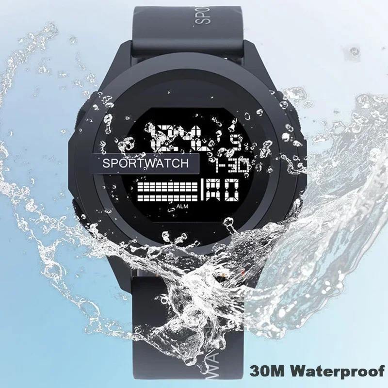 【Clearance Sale】Men's fashionable sports digital circular luminous leisure multi-functional rubber strap watch - 50m Water Resistance, Sports & Fashionable, for Outdoor Adventure & Decoration