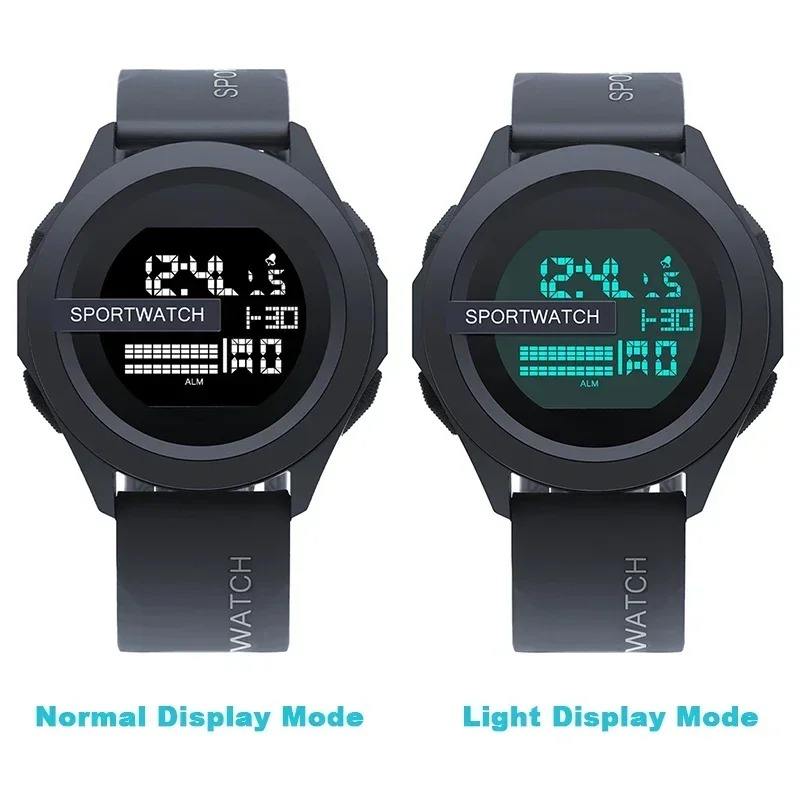 【Clearance Sale】Men's fashionable sports digital circular luminous leisure multi-functional rubber strap watch - 50m Water Resistance, Sports & Fashionable, for Outdoor Adventure & Decoration
