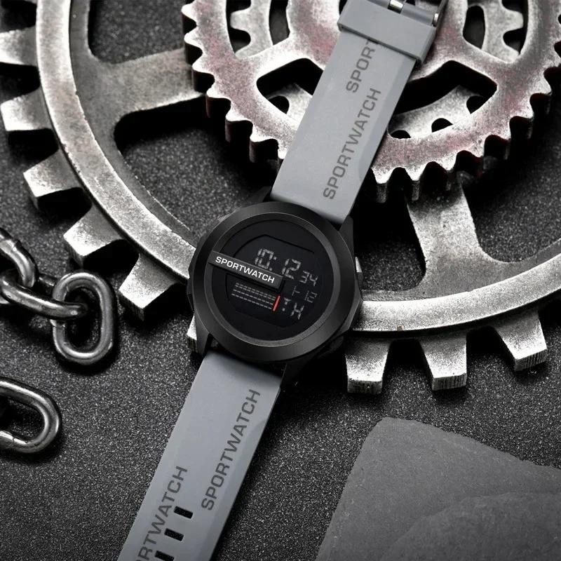 【Clearance Sale】Men's fashionable sports digital circular luminous leisure multi-functional rubber strap watch - 50m Water Resistance, Sports & Fashionable, for Outdoor Adventure & Decoration