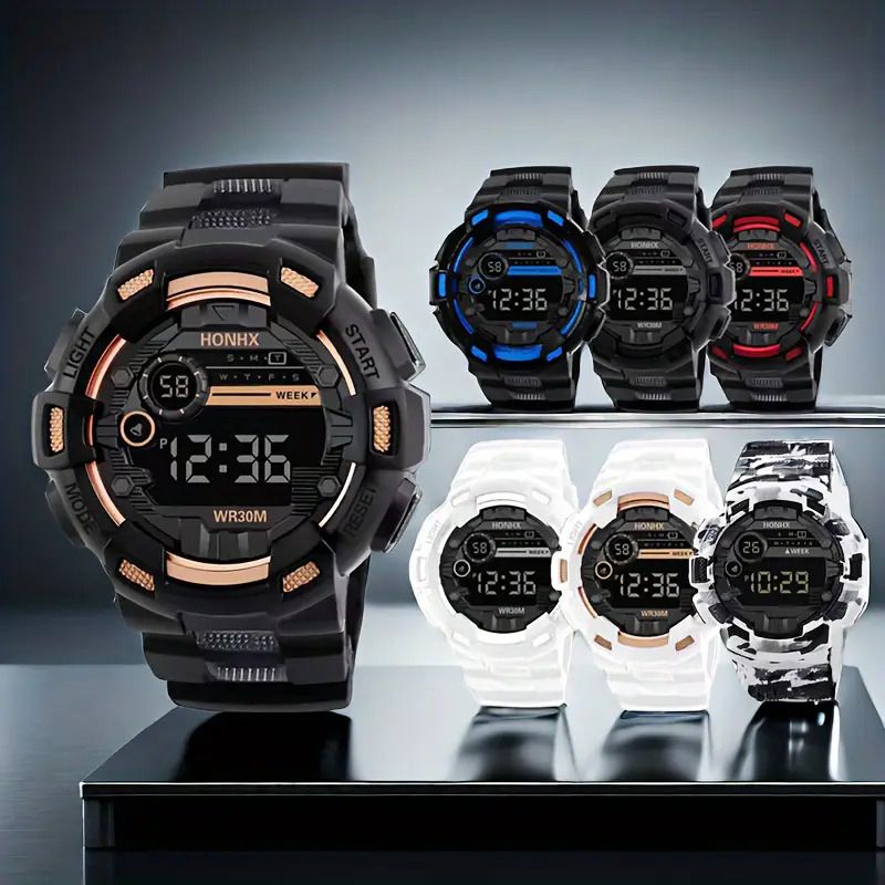 Bestselling Men's Sports Waterproof Multifunctional LED Digital Watch for Middle School Students, Men' port Waterproof Multi Functional Electronic tudent Watch Night Light Timing