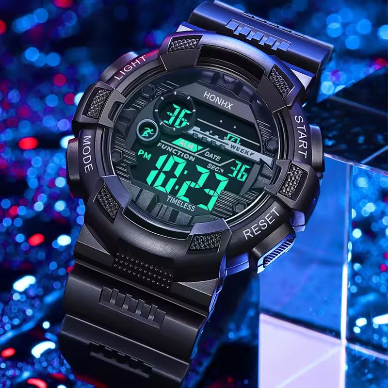 Bestselling Men's Sports Waterproof Multifunctional LED Digital Watch for Middle School Students, Men' port Waterproof Multi Functional Electronic tudent Watch Night Light Timing