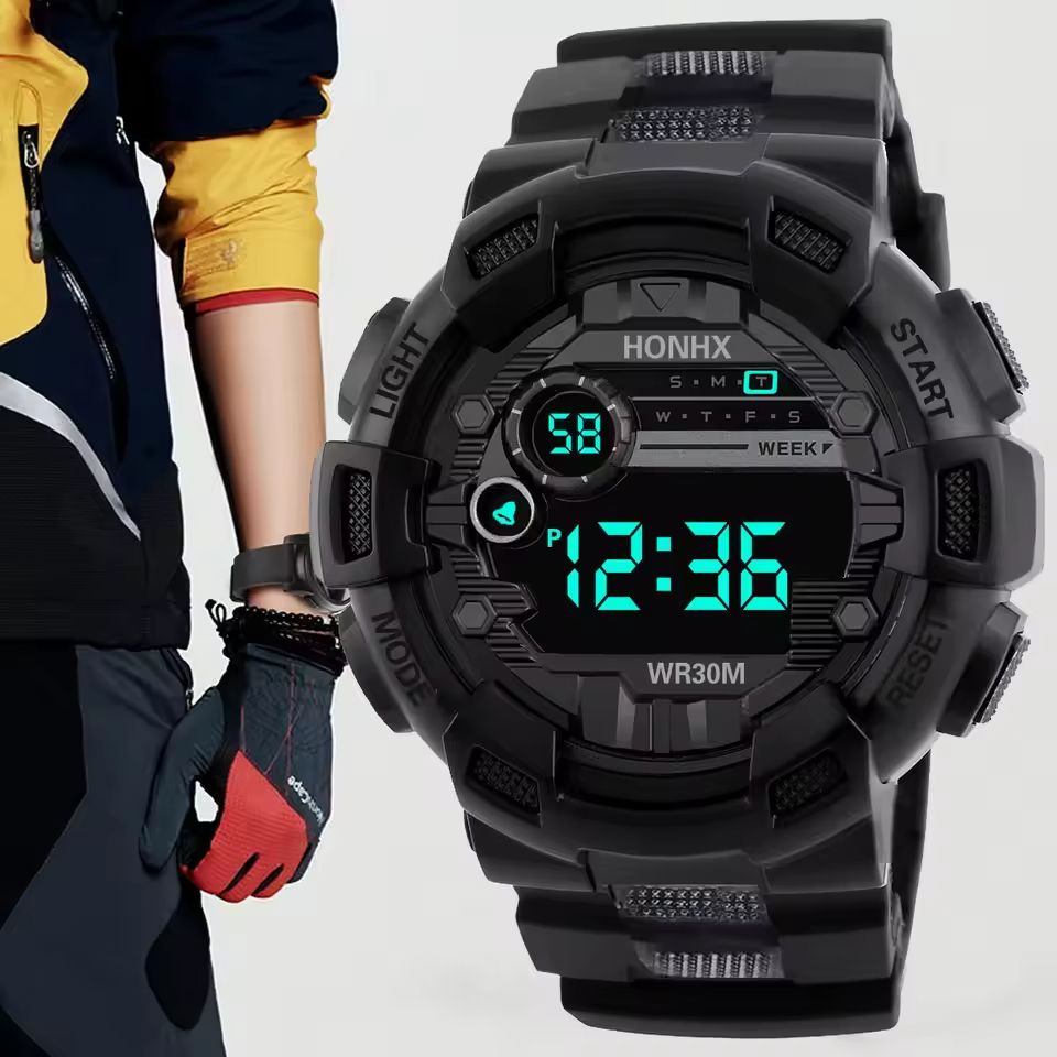 Bestselling Men's Sports Waterproof Multifunctional LED Digital Watch for Middle School Students, Men' port Waterproof Multi Functional Electronic tudent Watch Night Light Timing