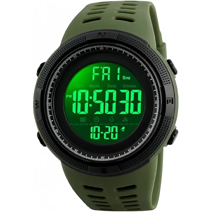 Mens Digital LED Sports Watch Military Multifunction 12H/24H Time Dual Time Alarm Countdown Back Light with Simple Design 164FT 50M Water Resistant Calendar Month Date Day Watch