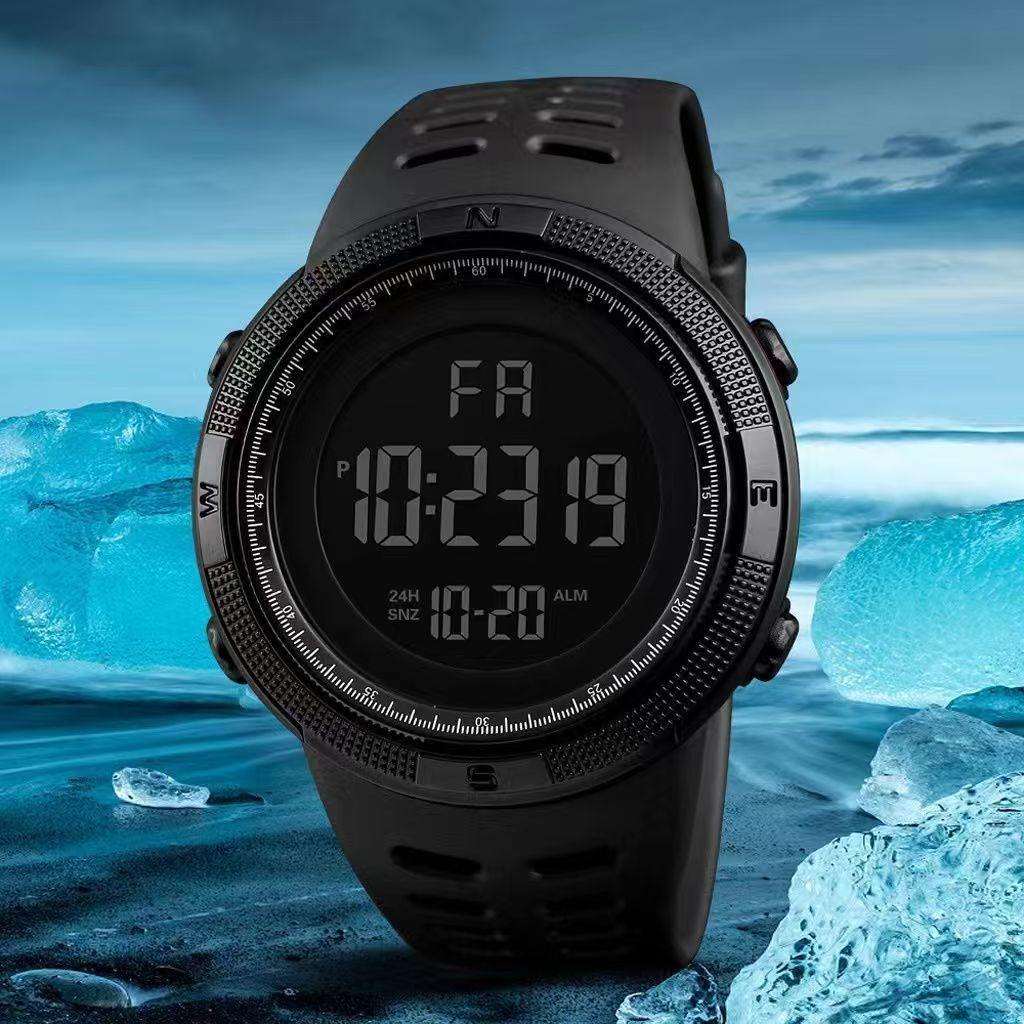 Mens Digital LED Sports Watch Military Multifunction 12H/24H Time Dual Time Alarm Countdown Back Light with Simple Design 164FT 50M Water Resistant Calendar Month Date Day Watch