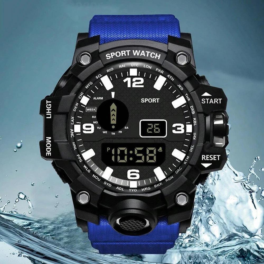 Sport Watch Digital Waterproof Watches Sport Military Tactical Analogue Watch Outdoor Electronic Ladies Wrist Watch LED Luminous Alarm Stopwatch Calendar Week Watches