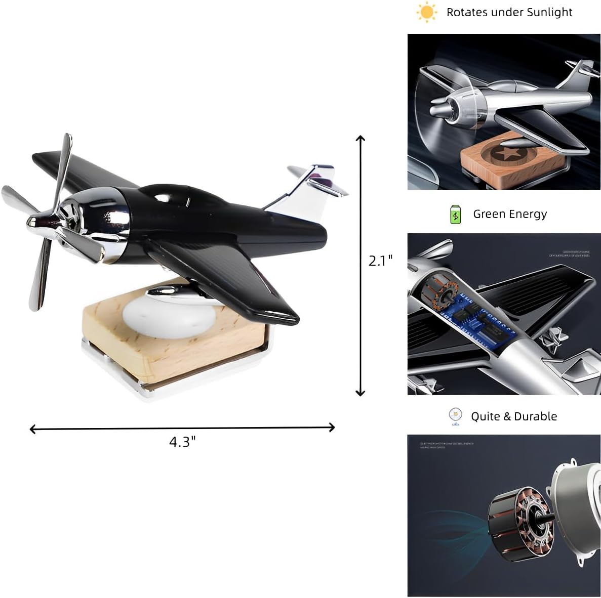Helicopter Car Air, Alloy Solar Car Oil Diffuser Helicopter Aroma Diffuser for Vent Perfume Automotive Decoration Home Office