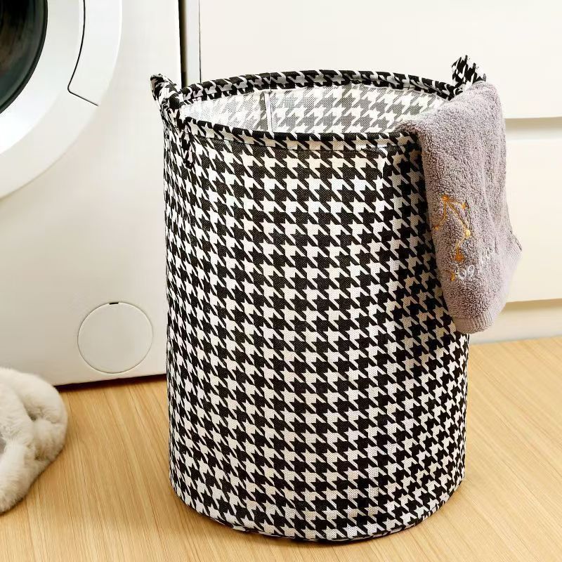 Dirty Laundry Basket Cotton Linen Foldable Round Waterproof Organizer Bucket Clothes Toys Large Capacity Home Storage Basket