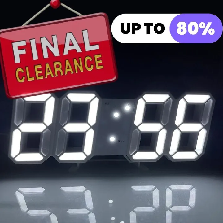 【Final Clearance】3D Digital Alarm Clock for Bedrooms, LED Desk USB Electrify Digital Wall Alarm Clock for Office Home Living Room