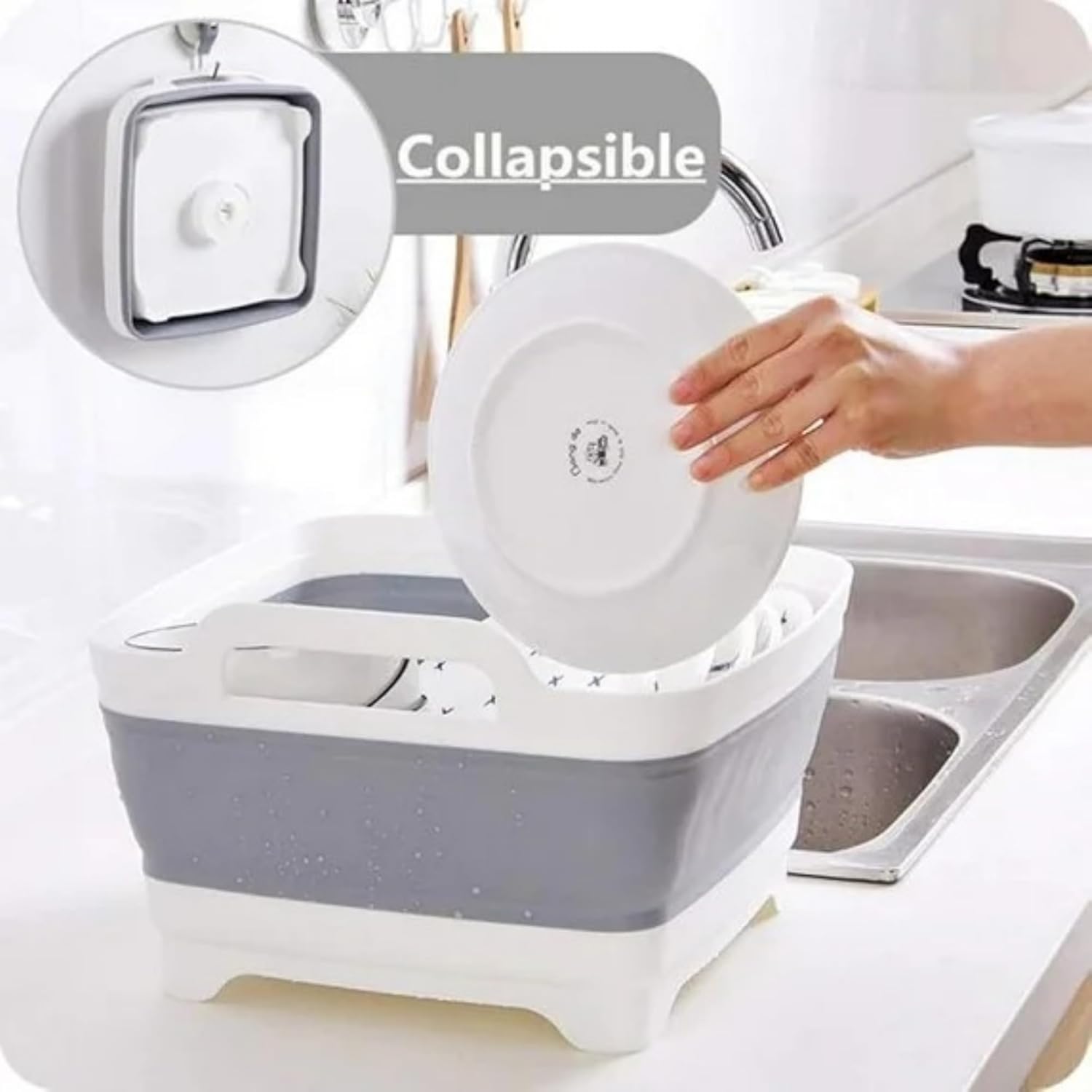 【Clearance Sale】3-piece folding washbasin set, foldable dishwasher basin, space-saving folding sink, suitable for apartments, camping, dishwashing, fruit and beverage container, hiking