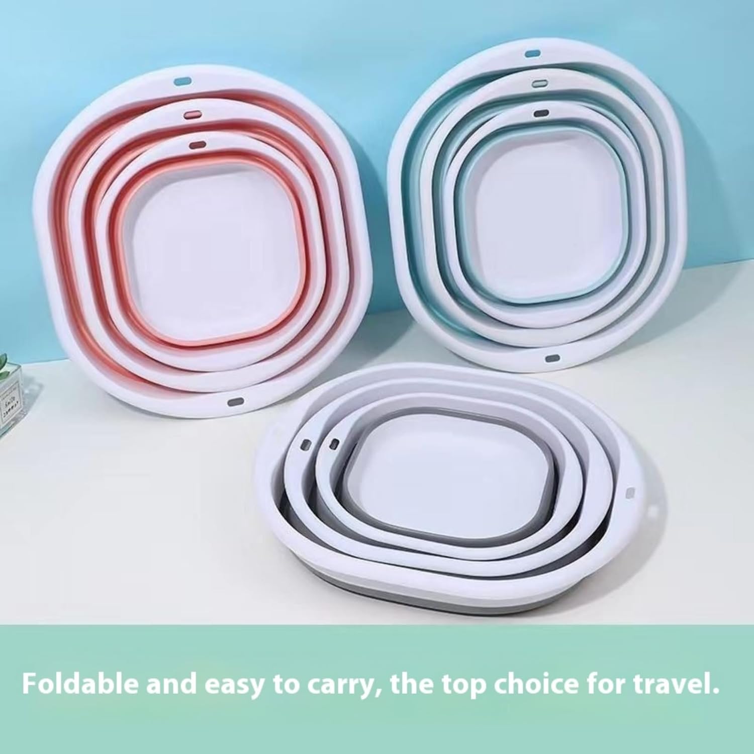 【Clearance Sale】3-piece folding washbasin set, foldable dishwasher basin, space-saving folding sink, suitable for apartments, camping, dishwashing, fruit and beverage container, hiking