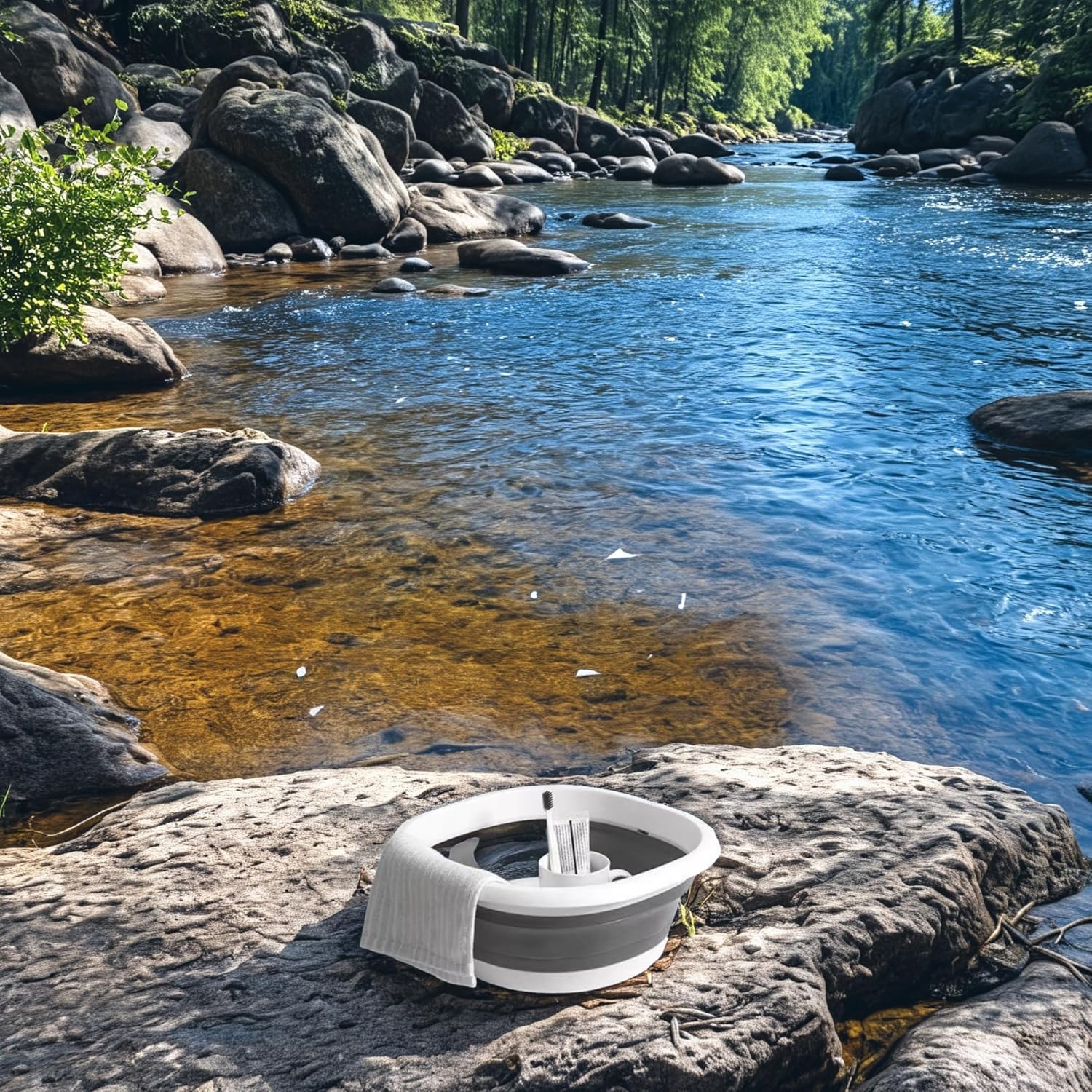 【Clearance Sale】3-piece folding washbasin set, foldable dishwasher basin, space-saving folding sink, suitable for apartments, camping, dishwashing, fruit and beverage container, hiking