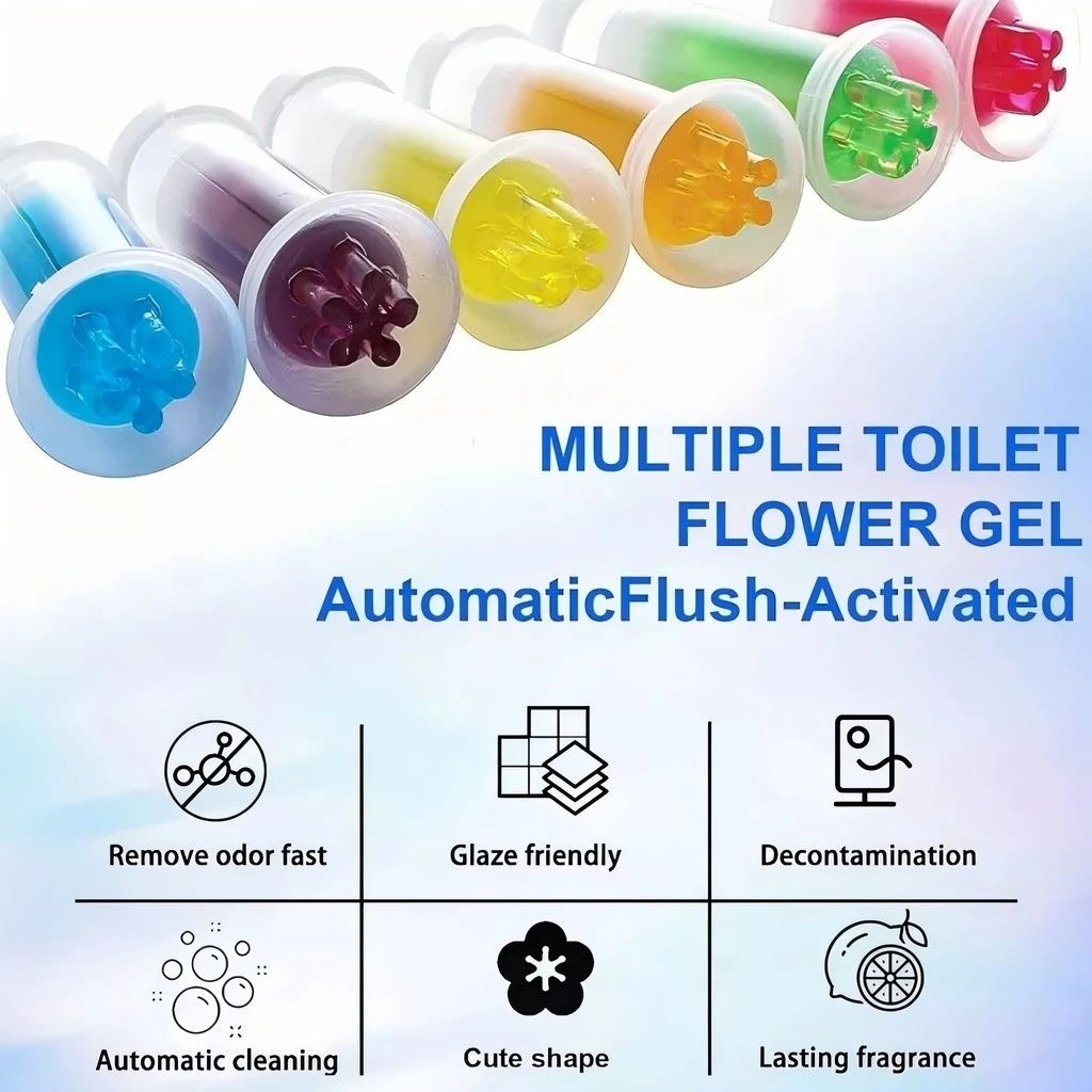 Toilet Gel Stamp, 1 Pack/14 Flowers Toilet Stamps,Toilet Bowl Stamp Gel, Toilet Gel Refills, Toilet Refresh Flower Scent Gel, Includes Dispenser and Gel
