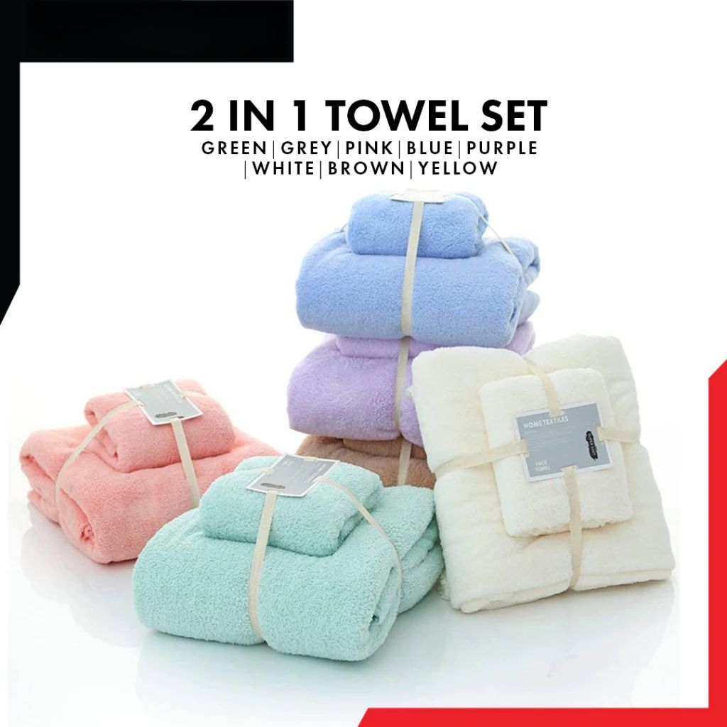 【Clearance Sale】Women's Large Bath Towels (140x70cm) Spa Body Wrap with Hand Towel (75x35cm) Set Lightweight Quick Dry Bathroom Hotel Towel Camping Towels Coral Velvet