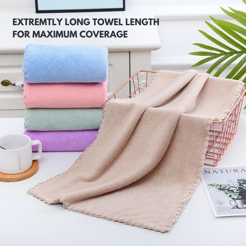 【Clearance Sale】Women's Large Bath Towels (140x70cm) Spa Body Wrap with Hand Towel (75x35cm) Set Lightweight Quick Dry Bathroom Hotel Towel Camping Towels Coral Velvet