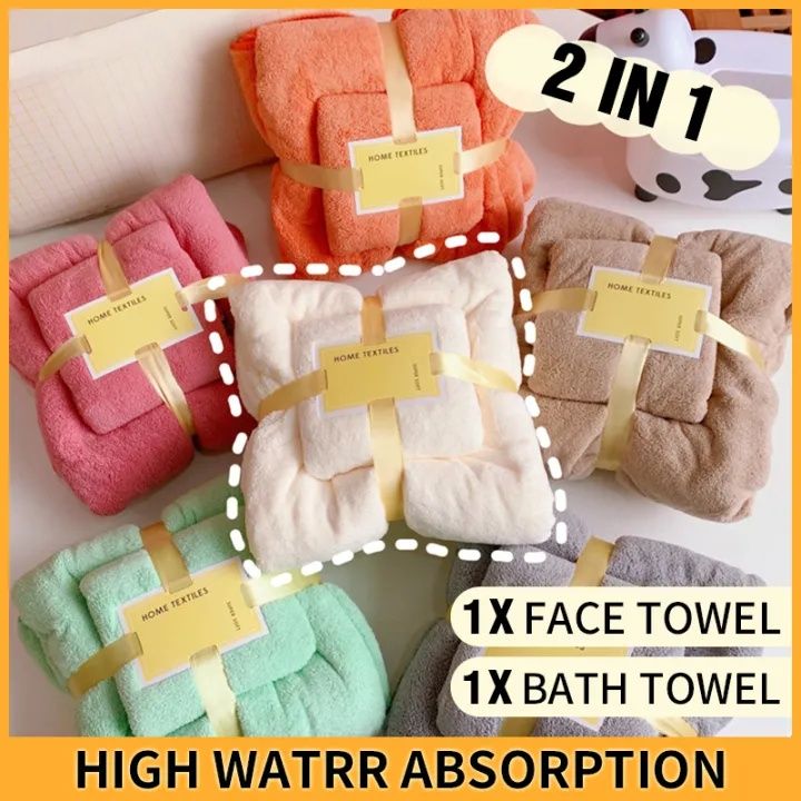 【Clearance Sale】Women's Large Bath Towels (140x70cm) Spa Body Wrap with Hand Towel (75x35cm) Set Lightweight Quick Dry Bathroom Hotel Towel Camping Towels Coral Velvet
