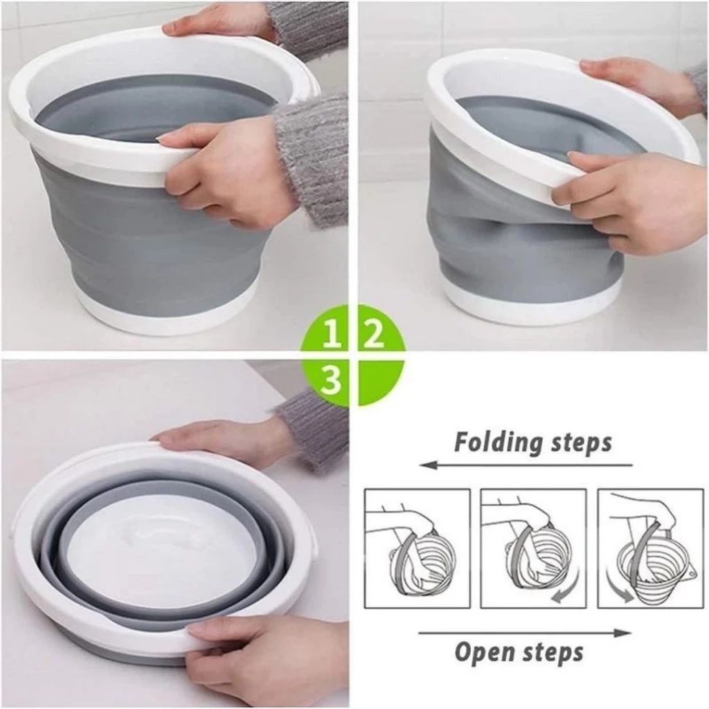【Clearance Sale】Collapsible Mop Bucket and Ice Bucket-3L/5L/10L  Household Cleaning Silicone Dust Mops Bucket with no Wringer Set,Portable Bathroom Cleaning Supplies Bucket for Cleaning Caddy Spin Mop