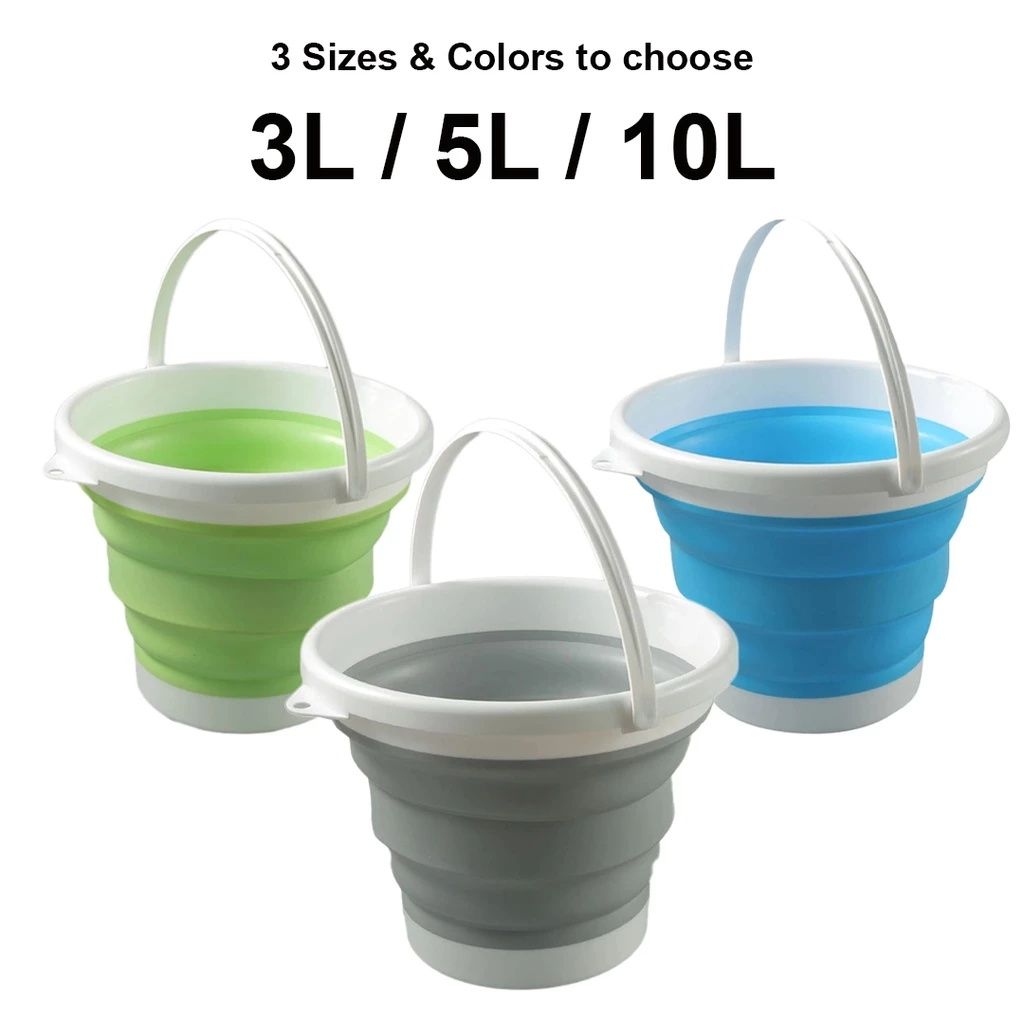 【Clearance Sale】Collapsible Mop Bucket and Ice Bucket-3L/5L/10L  Household Cleaning Silicone Dust Mops Bucket with no Wringer Set,Portable Bathroom Cleaning Supplies Bucket for Cleaning Caddy Spin Mop