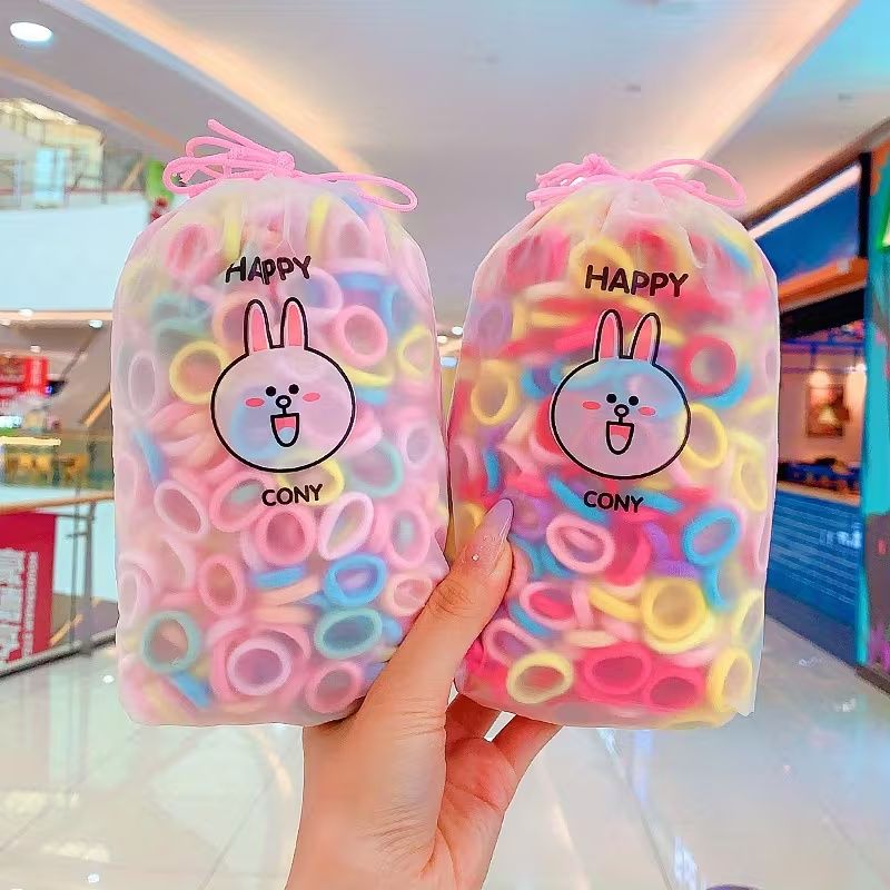 【Clearance Sale】500Pcs Hair Ties, Soft Cotton Toddler Hair Ties 2cm Multicolor Seamless Hair Bands Valentines Exchange for Kids