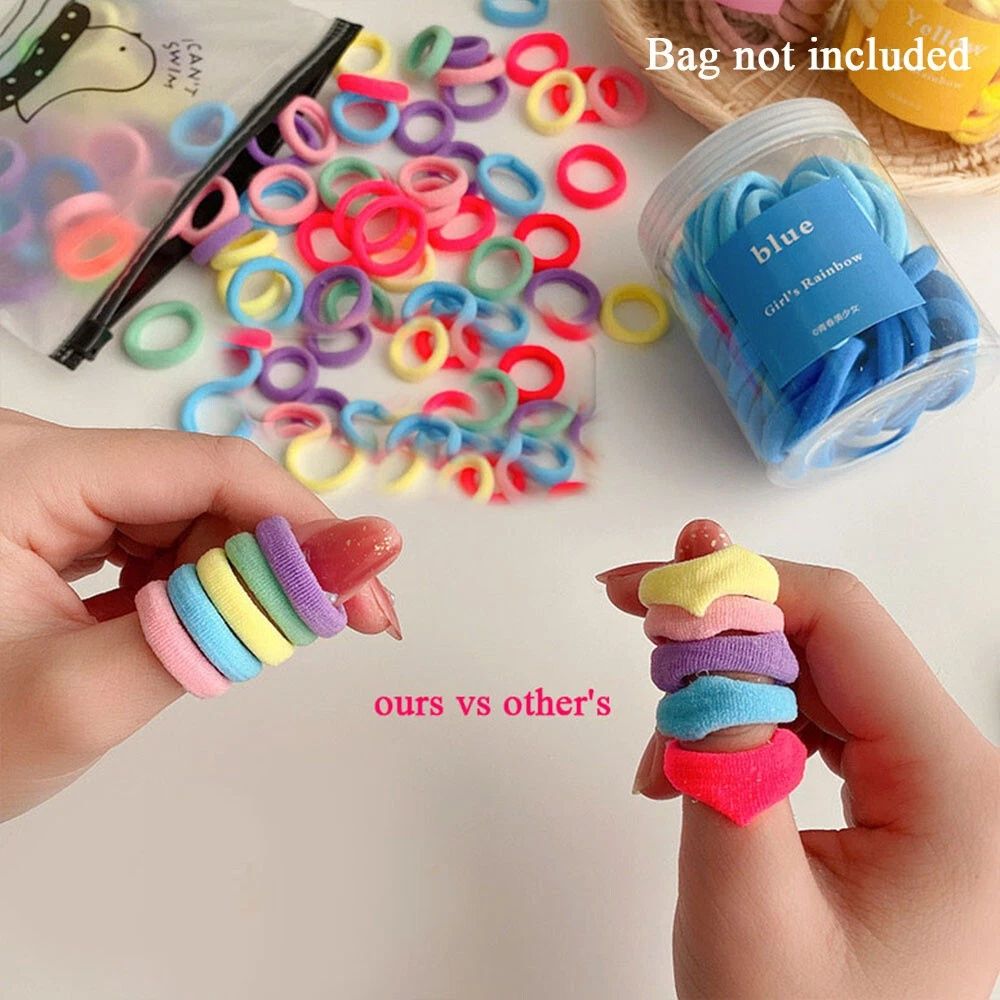 【Clearance Sale】500Pcs Hair Ties, Soft Cotton Toddler Hair Ties 2cm Multicolor Seamless Hair Bands Valentines Exchange for Kids