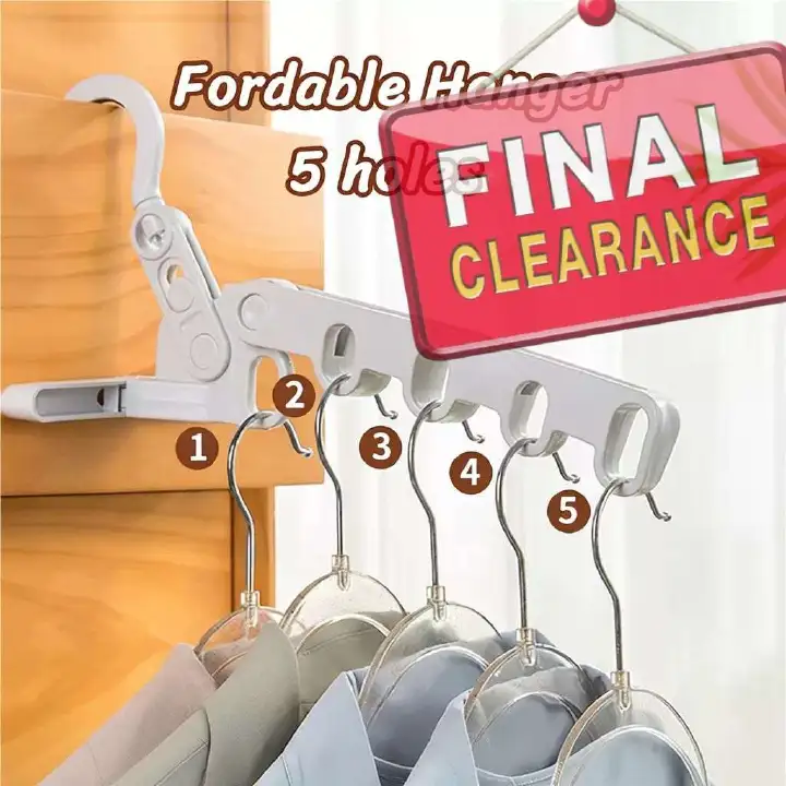 【Final Clearance】Foldable Clothes Hanger 5 Holes Folding Drying Rack Heavy-Duty Drying Rack 360 Degree Hook Portable Travel Hanger for Closet Organizer Cabinet Bathroom Drawer Hotel Dormitory