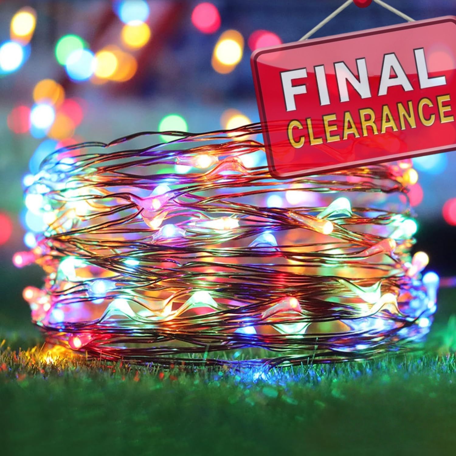 【Final Clearance】1 Pack Led Fairy Lights Solar energy Powered String Lights Waterproof Copper Wire 32 Feet 100 Led Firefly Starry Moon Lights for DIY Wedding Party Bedroom Patio Christmas (10m/32ft)