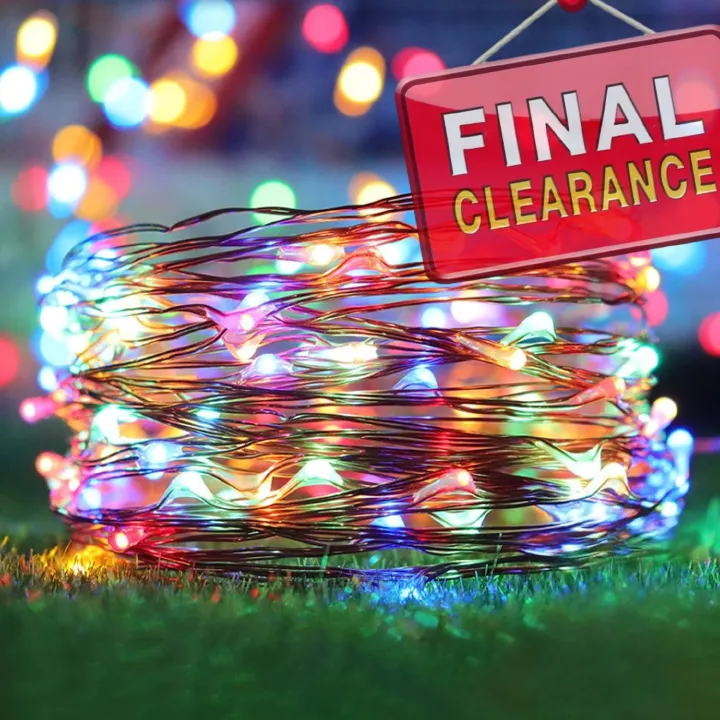 【Final Clearance】1 Pack Led Fairy Lights Solar energy Powered String Lights Waterproof Copper Wire 32 Feet 100 Led Firefly Starry Moon Lights for DIY Wedding Party Bedroom Patio Christmas (10m/32ft)