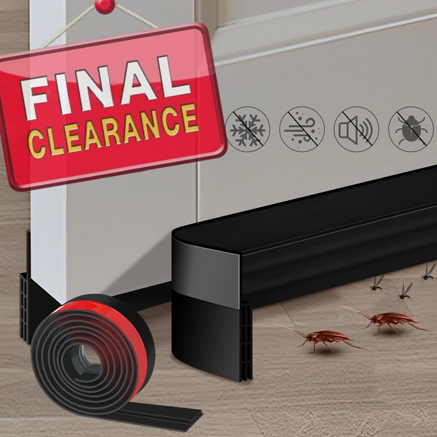 【Clearance Sale】Premium Door Draft Stopper for Bottom of Door,Under Door Noise and Light and Bug Blocker, Under Door Sweep for Exterior & Interior Doors, Door Strip Ideal for Keeping Out Cold