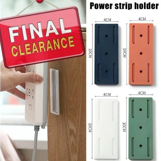【Clearance Sale】Self Adhesive Wall-mounted Power Strip Holder/Punch Free Socket Panel Plug Fixer for Power Strip Holder Organizer