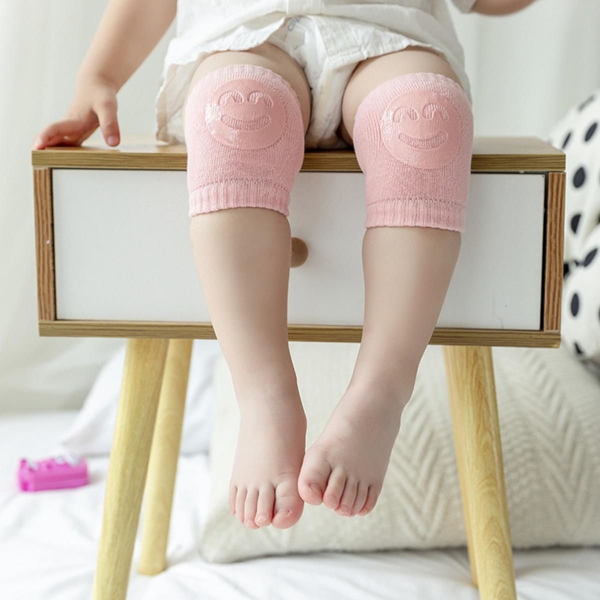 Four-Season Plush Baby Knee Pads with Adjustable Elastic Cuffs - Non-Slip Crawling & Walking Support for Infants, Soft Breathable Design in Light Blue, Yellow, Pink,Baby Knee Pads, Crawling Baby Gear