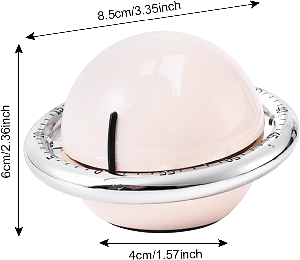 Mechanical Kitchen Timer, Magnetic Fridge Timer, Countdown Timer, Beige Planet Shape, 60 Minute Kitchen Timer, Alarm Clock for Cooking, Fitness, Baking, Baking, Classroom